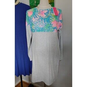 Women's Lilly Pulitzer Finni Long Sleeve Dress, Size MEDIUM - Grey/Multi